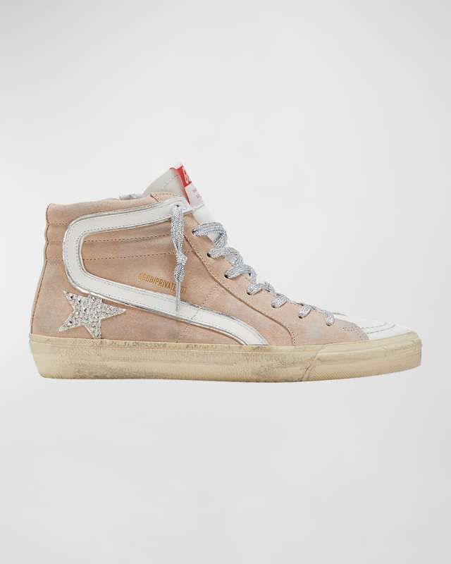 Slide Suede Glitter High-Top Sneakers